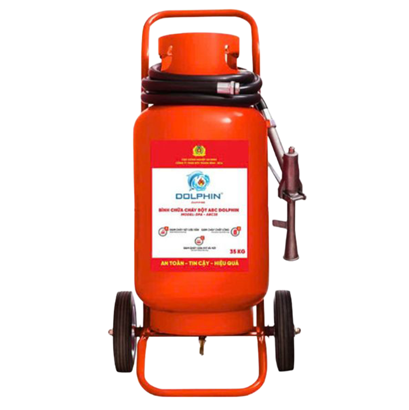 Bình chữa cháy xe đẩy bột ABC 35kg Dolphin (Bộ Công An)